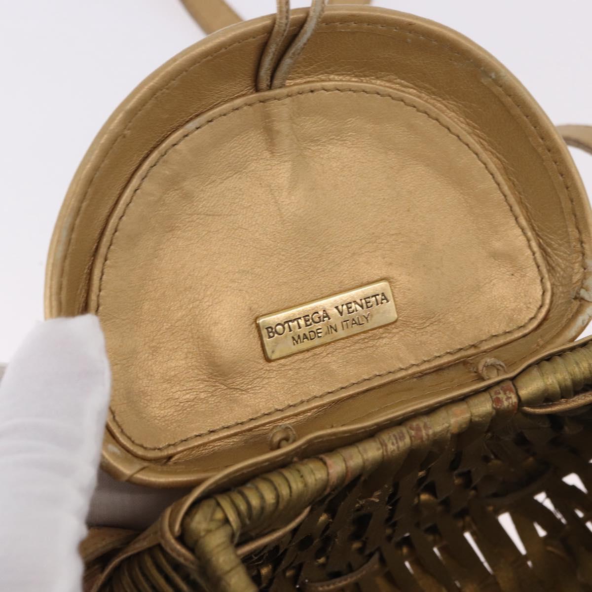 BOTTEGA VENETA Shoulder Bag Rattan Gold Auth ar13948