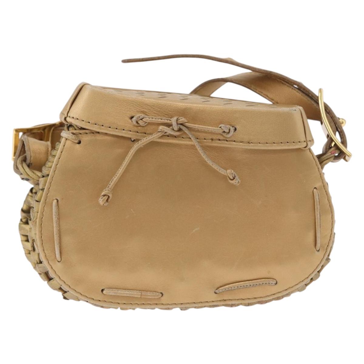 BOTTEGA VENETA Shoulder Bag Rattan Gold Auth ar13948