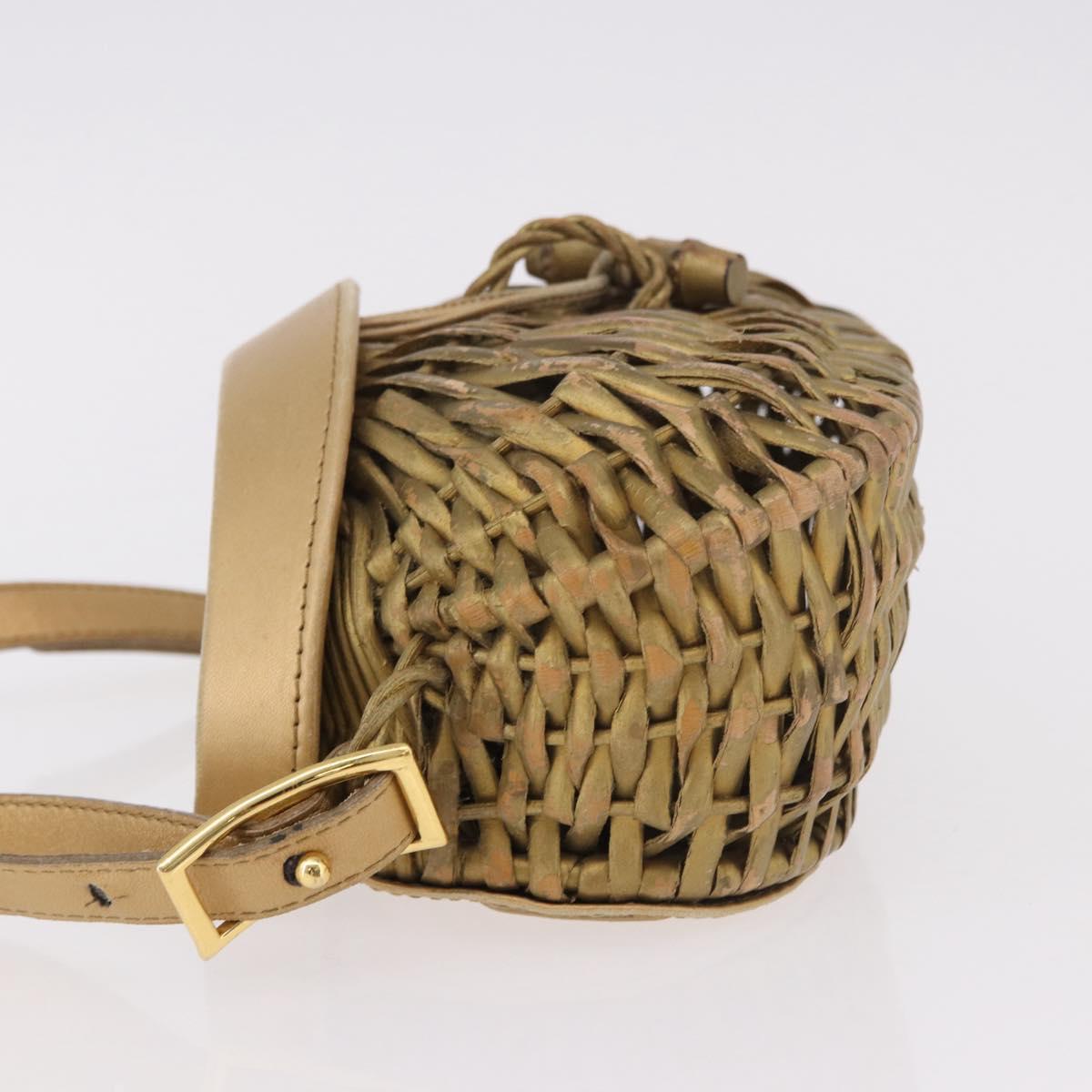 BOTTEGA VENETA Shoulder Bag Rattan Gold Auth ar13948