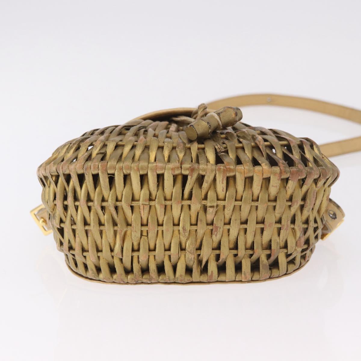 BOTTEGA VENETA Shoulder Bag Rattan Gold Auth ar13948