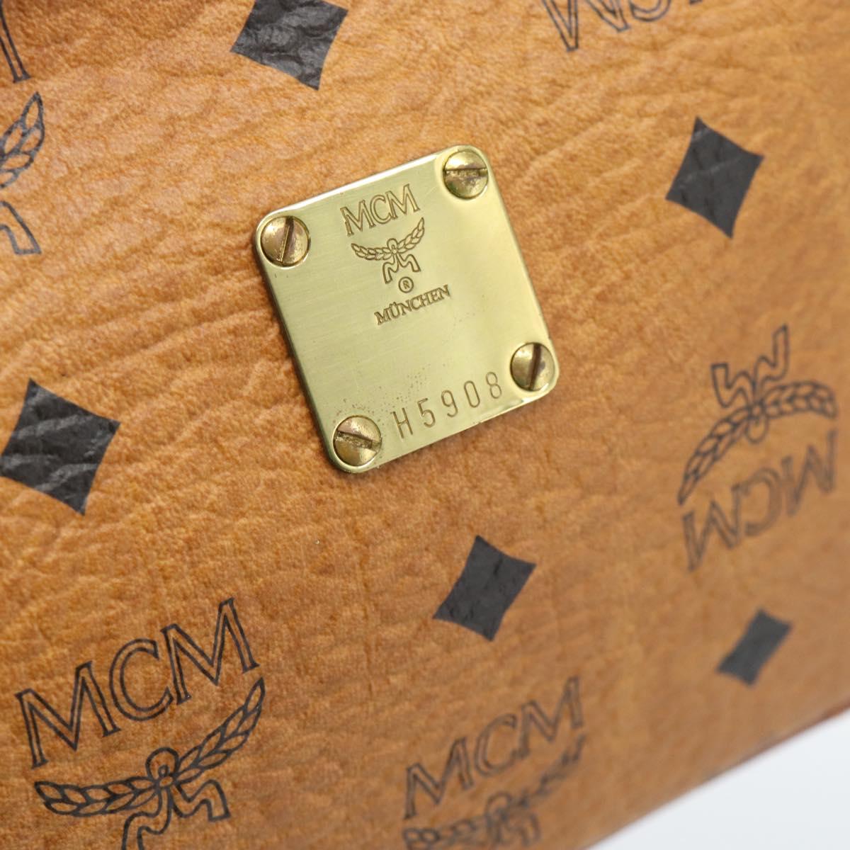 MCM Vicetos Logogram Clutch Bag PVC Leather Brown Gold Auth ar13951