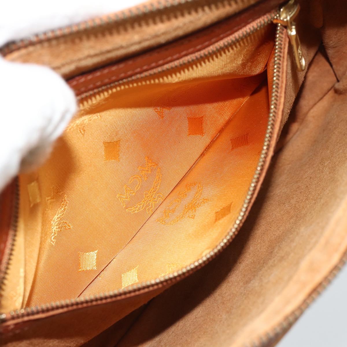 MCM Vicetos Logogram Clutch Bag PVC Leather Brown Gold Auth ar13951