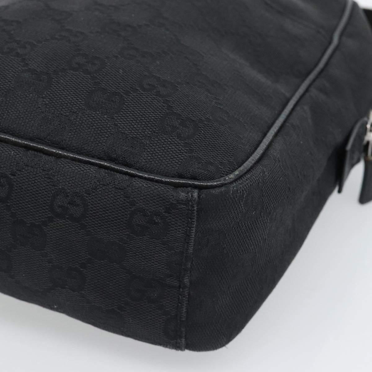 GUCCI GG Canvas Shoulder Bag Black Silver 122759 Auth ar13952
