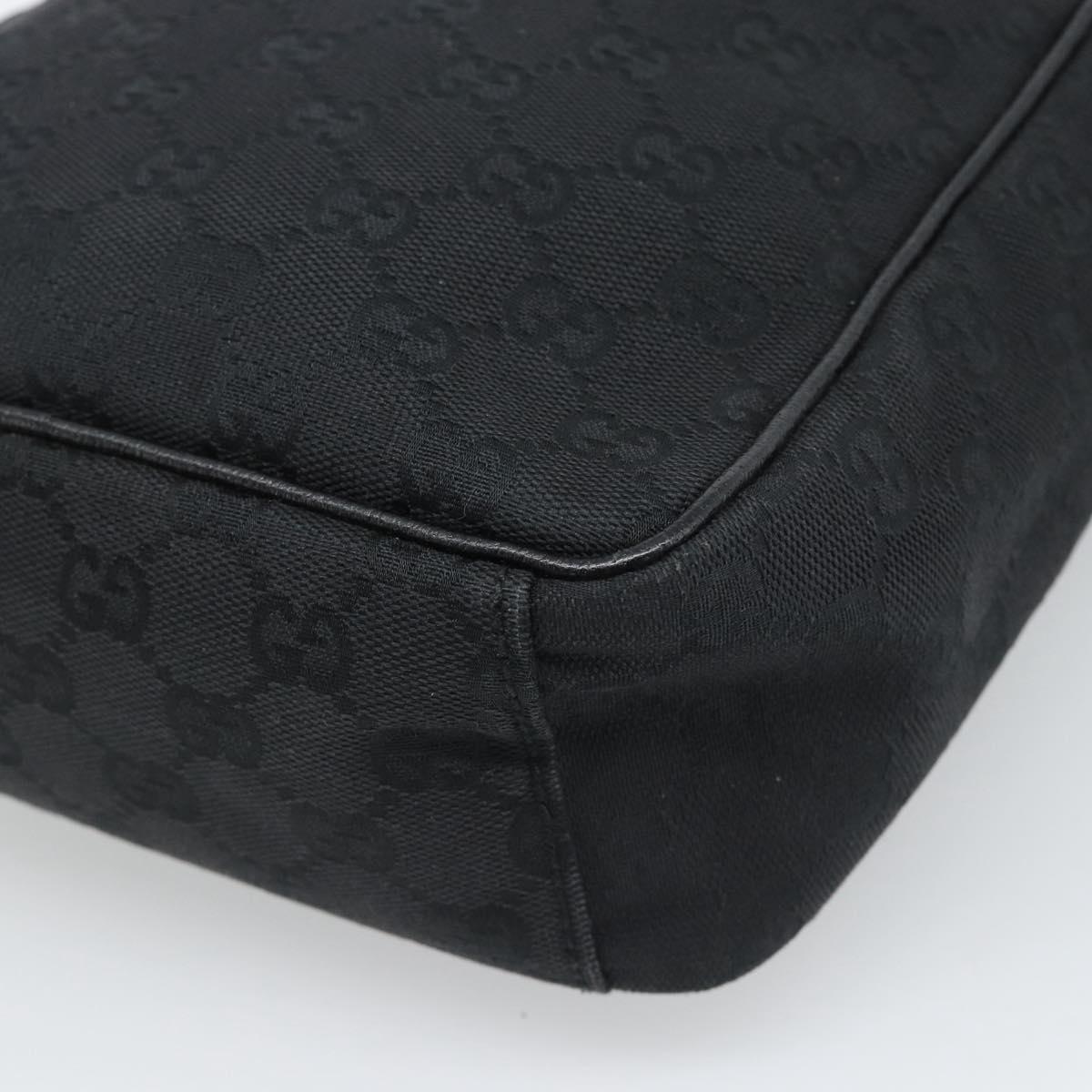 GUCCI GG Canvas Shoulder Bag Black Silver 122759 Auth ar13952