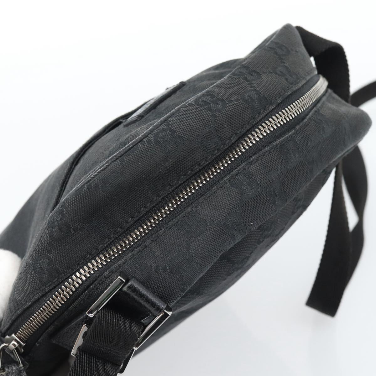 GUCCI GG Canvas Shoulder Bag Black Silver 122759 Auth ar13952