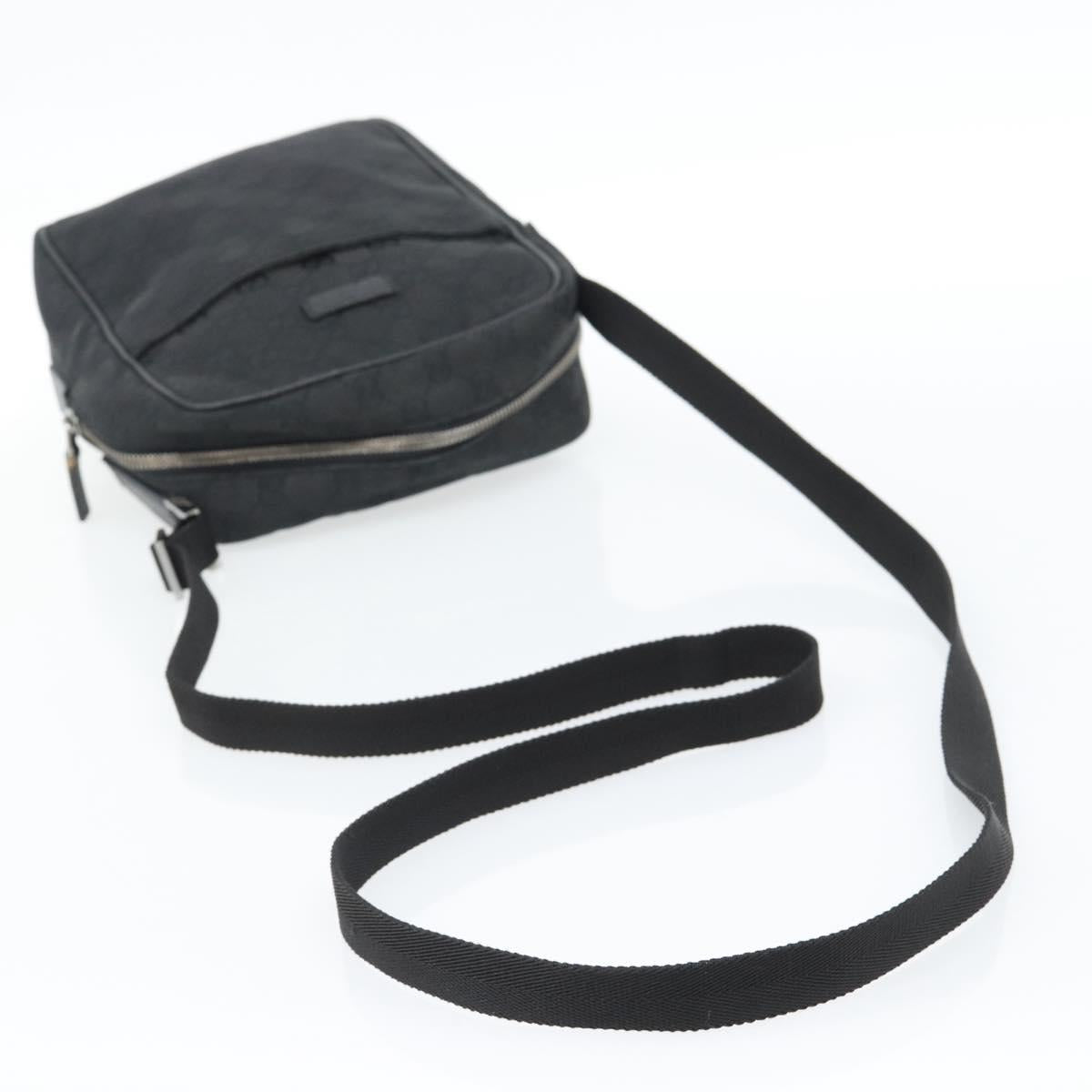 GUCCI GG Canvas Shoulder Bag Black Silver 122759 Auth ar13952