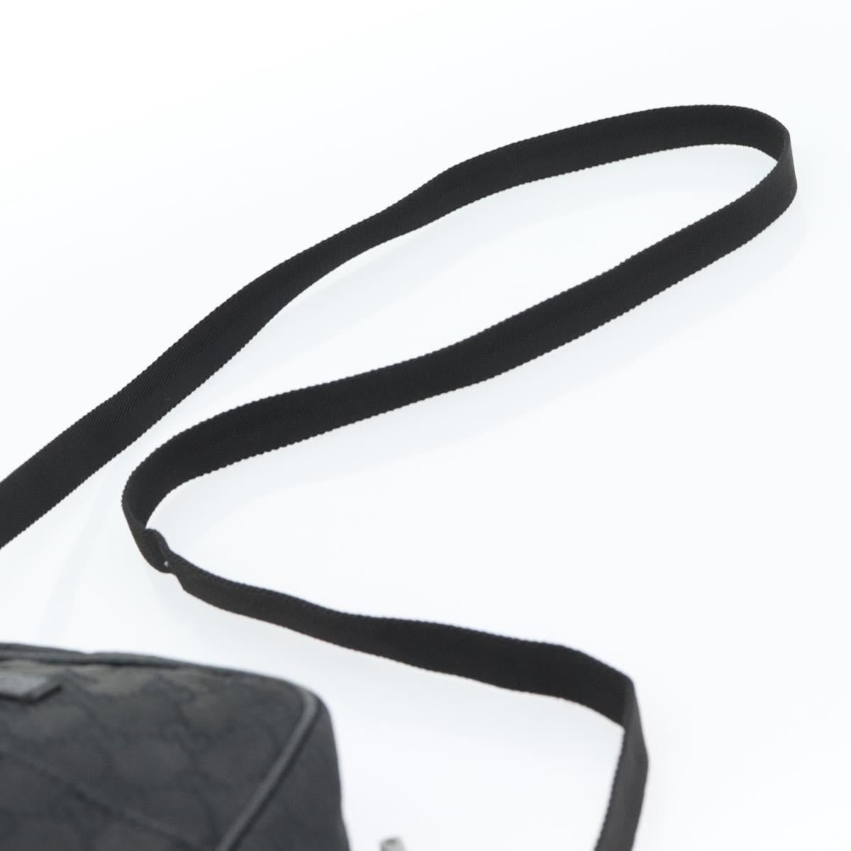 GUCCI GG Canvas Shoulder Bag Black Silver 122759 Auth ar13952
