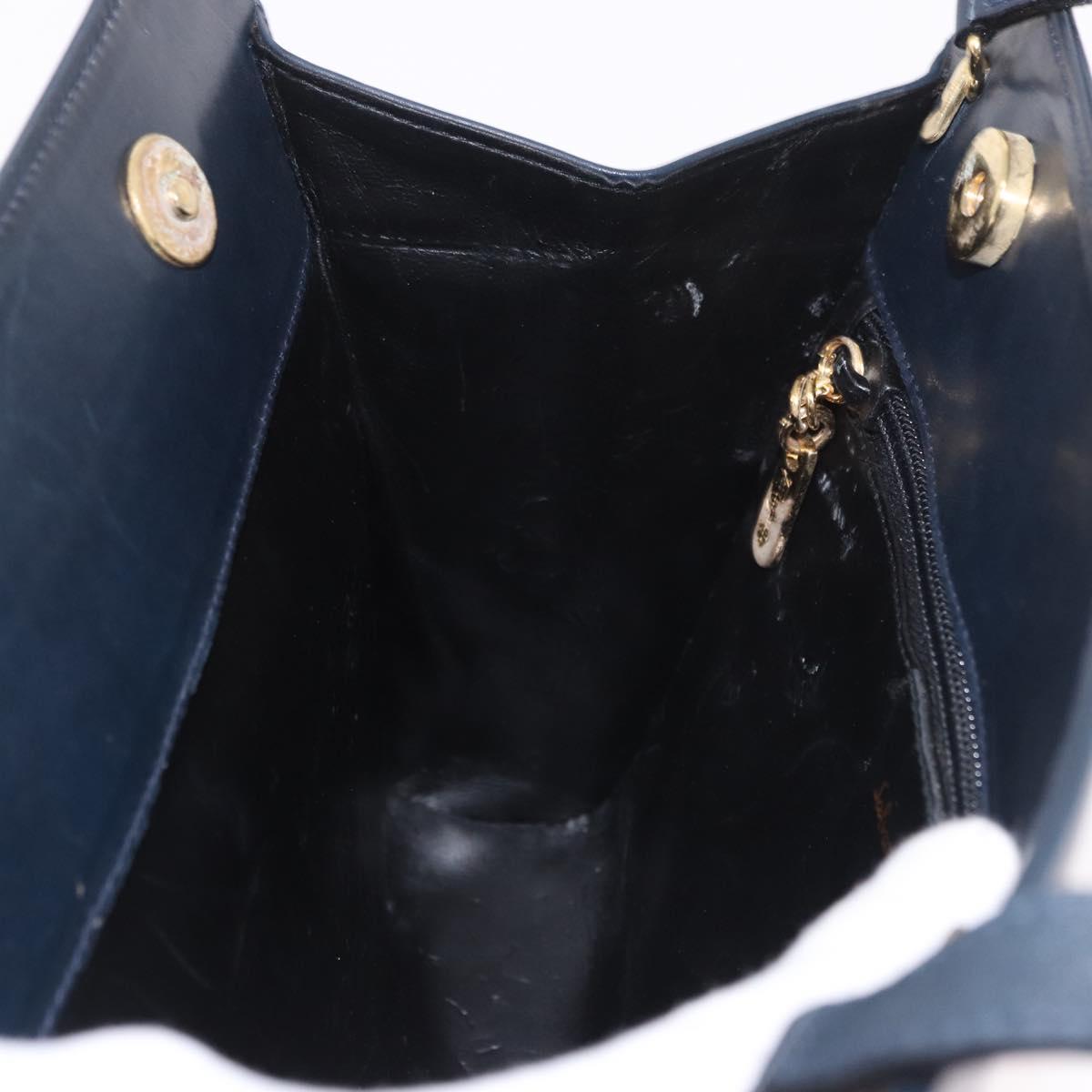 Salvatore Ferragamo Shoulder Bag Leather Navy Gold Auth ar13953