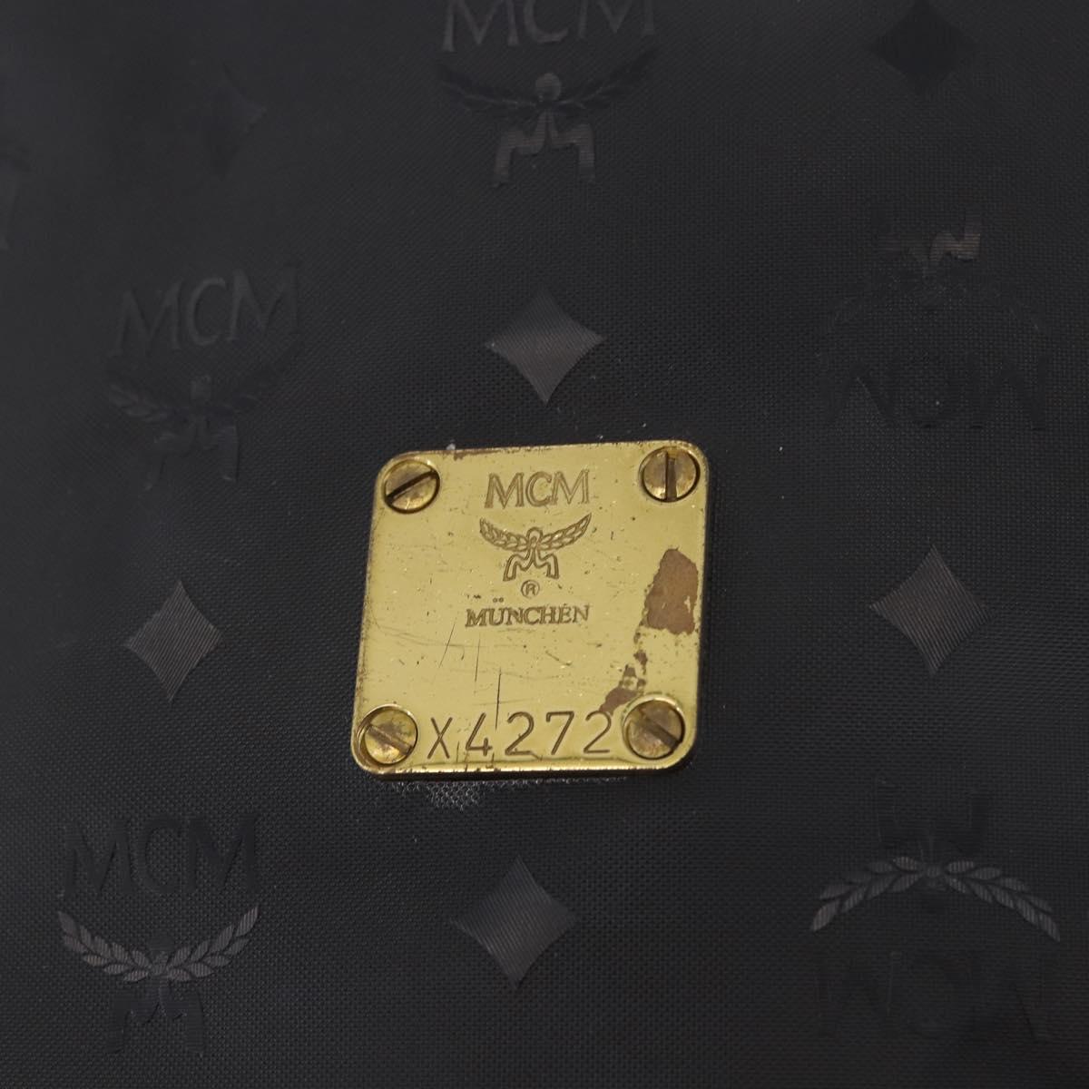 MCM Vicetos Logogram Shoulder Bag PVC Black Gold Auth ar13954
