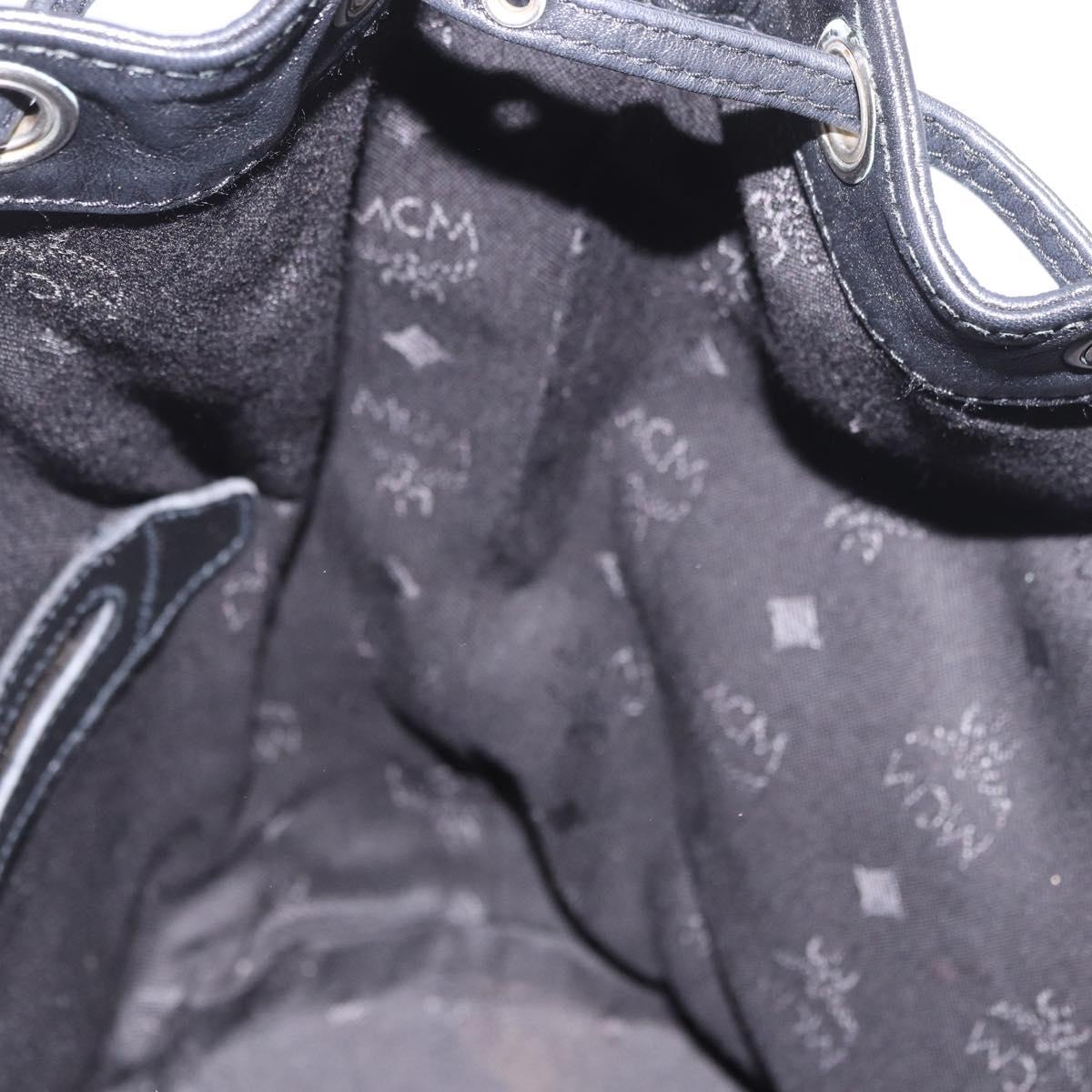 MCM Vicetos Logogram Shoulder Bag PVC Black Gold Auth ar13954