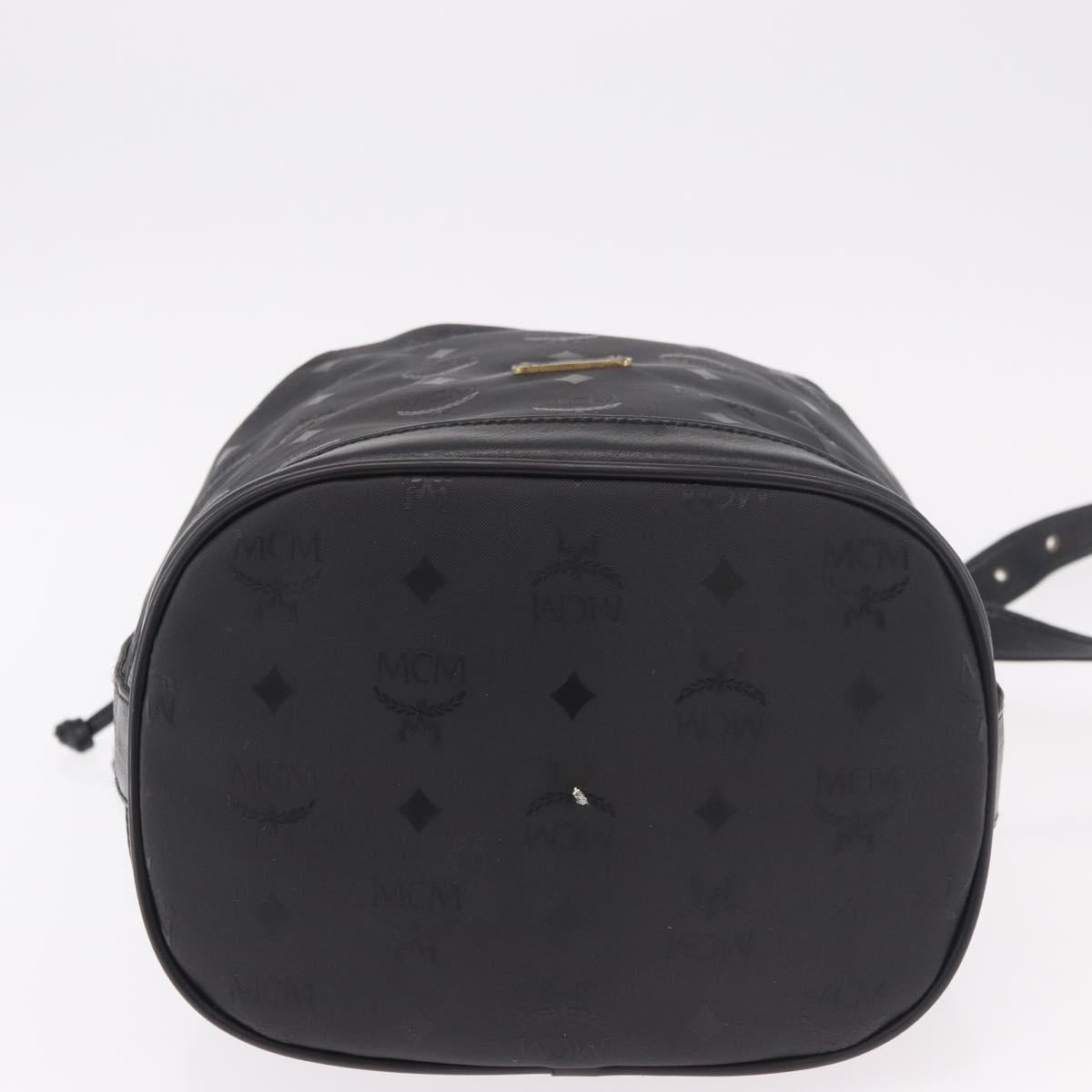 MCM Vicetos Logogram Shoulder Bag PVC Black Gold Auth ar13954