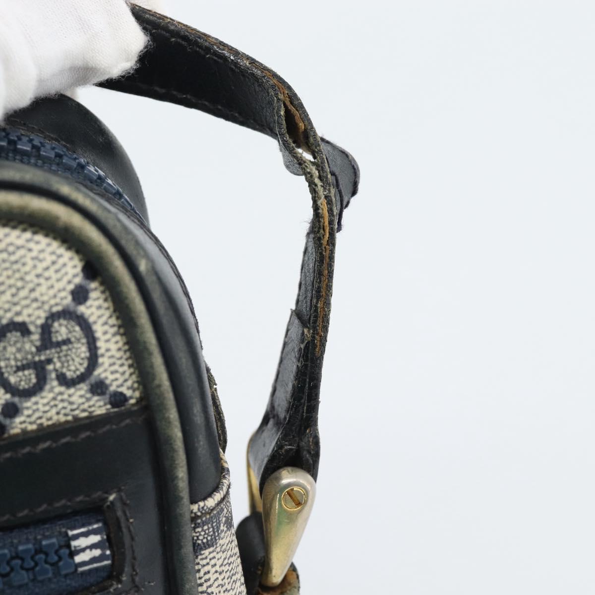 GUCCI GG Supreme Sherry Line Shoulder Bag PVC Navy Gold Auth ar13955