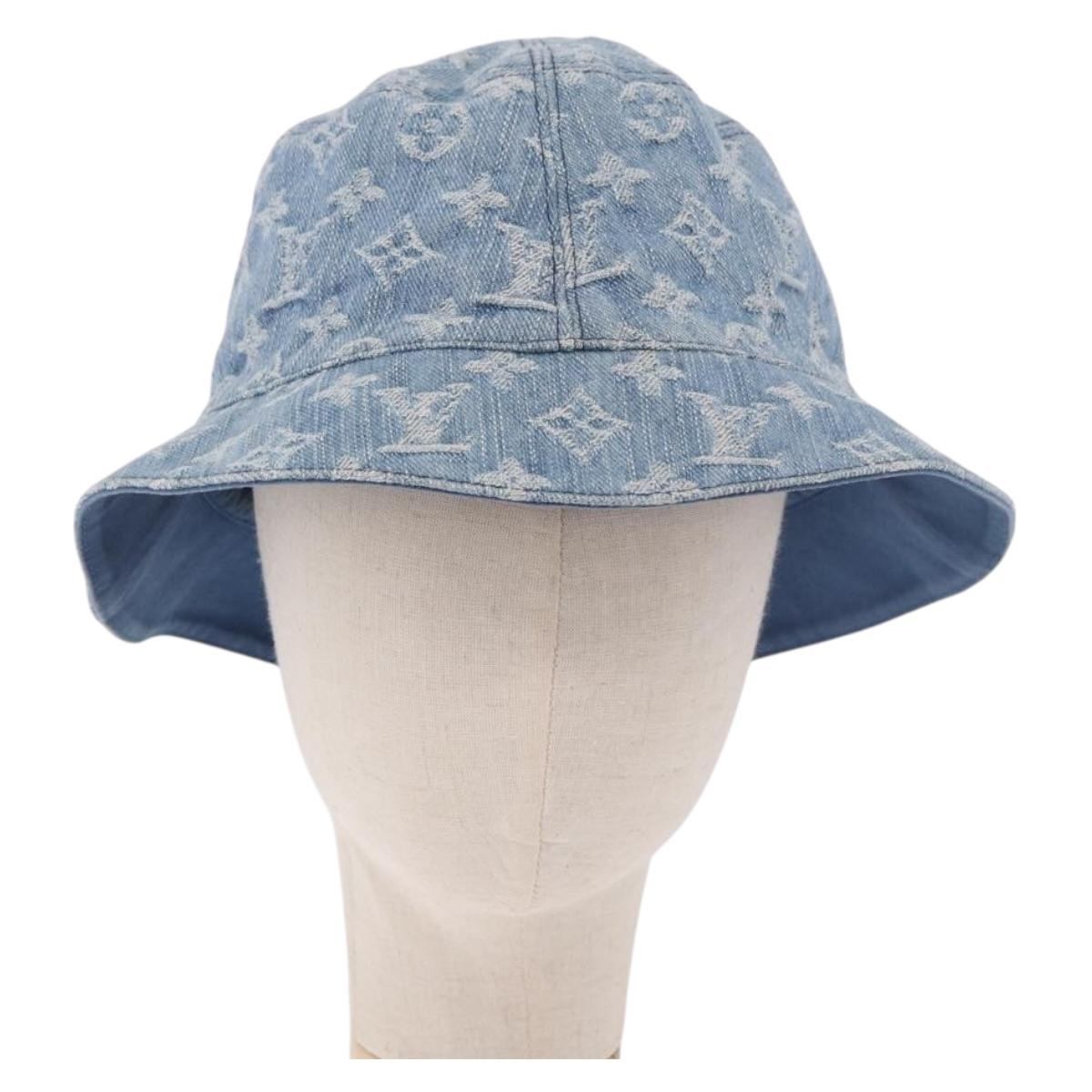 LOUIS VUITTON Monogram Denim Bucket hat Hat Blue LV Auth ar13961A