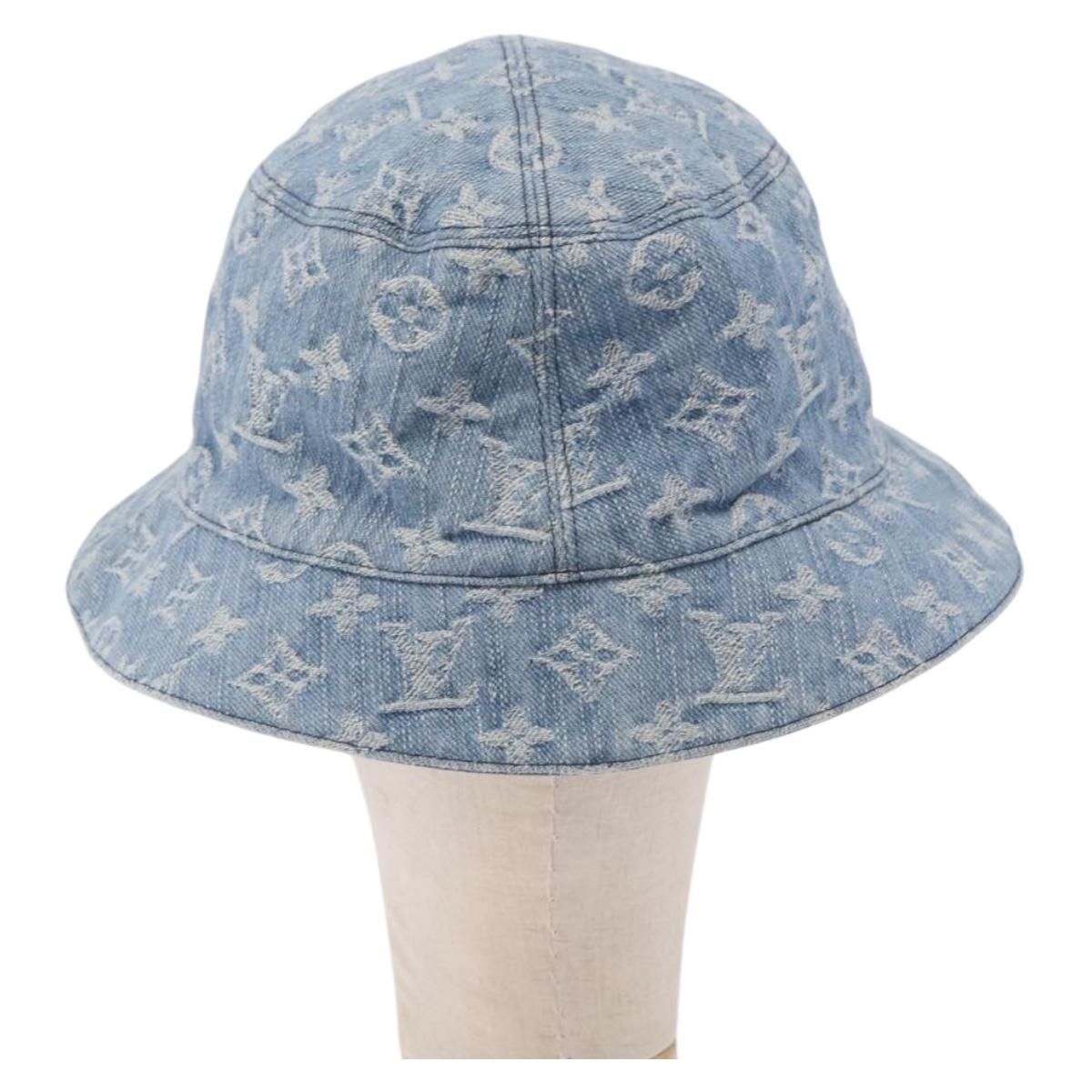 LOUIS VUITTON Monogram Denim Bucket hat Hat Blue LV Auth ar13961A