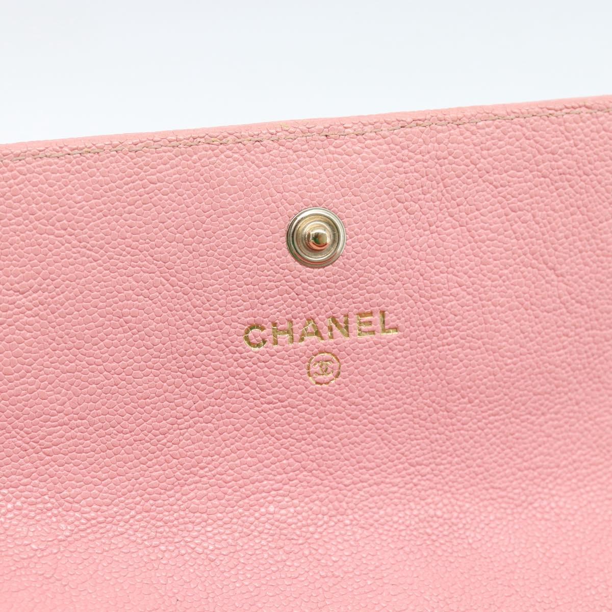 CHANEL Boy Chanel Long Wallet Caviar Skin Pink Gold CC Auth ar13963