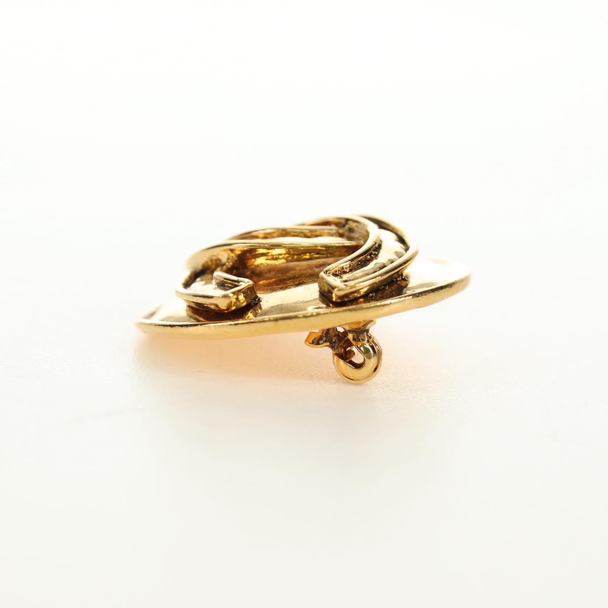 CHANEL Brooch metal Gold Tone CC Auth ar13964V
