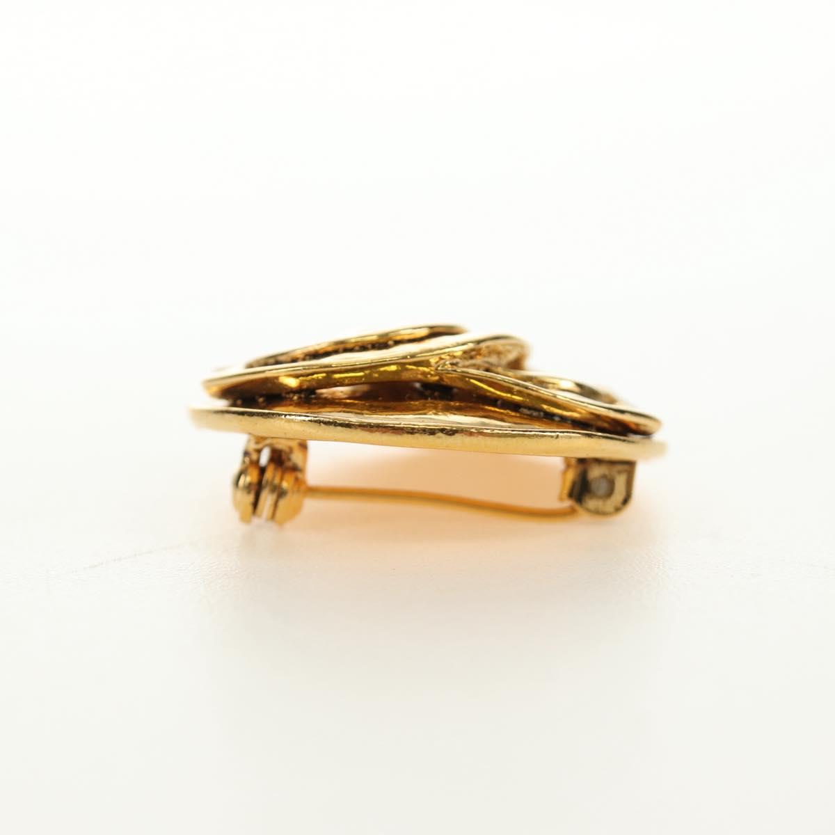 CHANEL Brooch metal Gold Tone CC Auth ar13964V