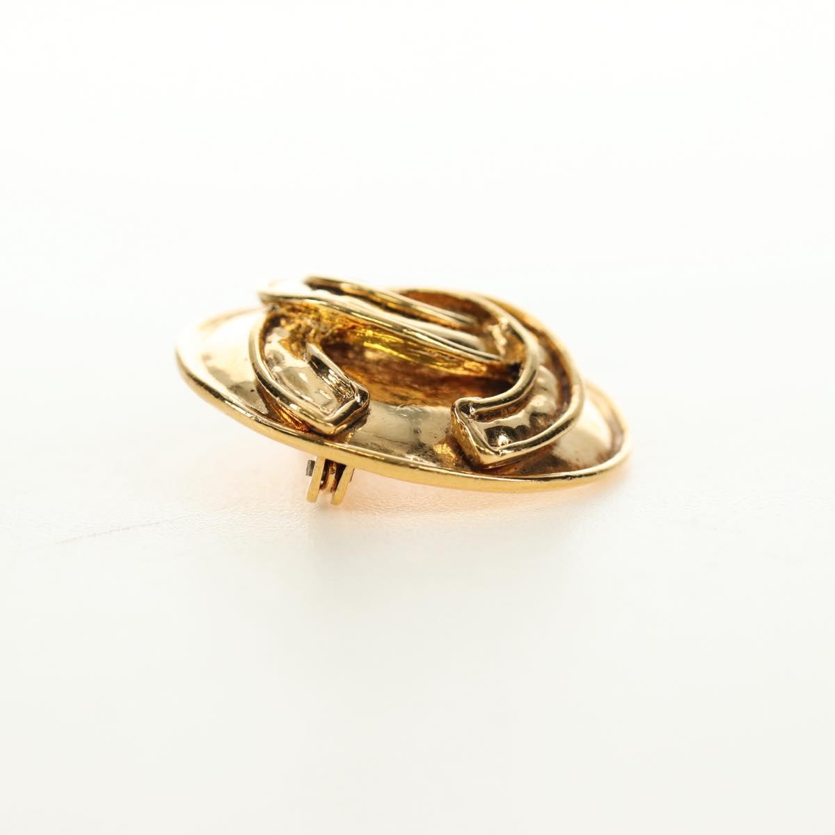 CHANEL Brooch metal Gold Tone CC Auth ar13964V