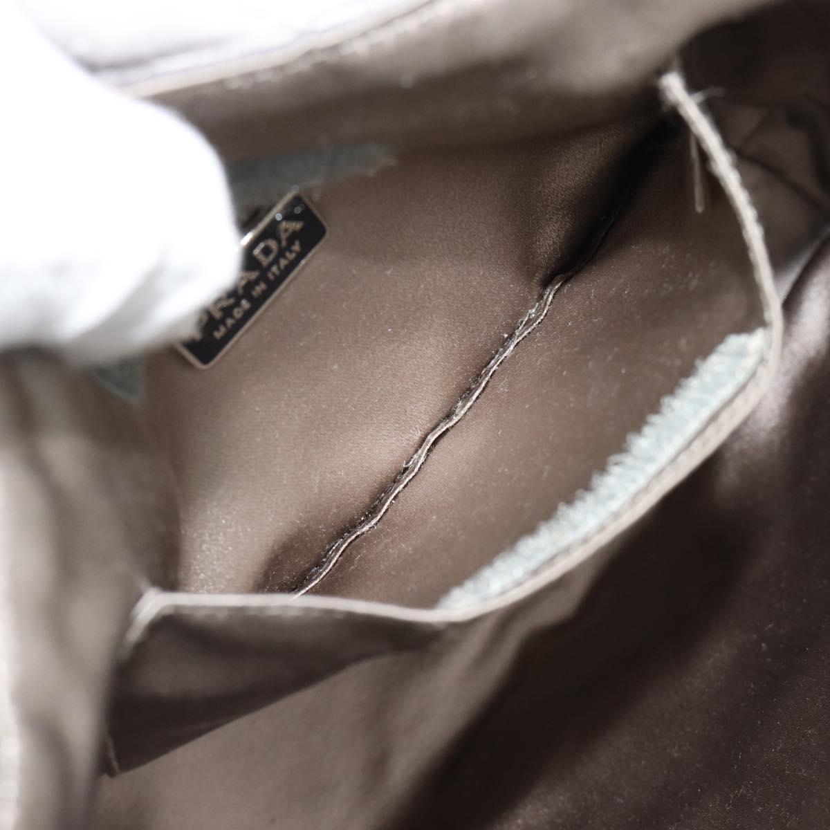 PRADA Hand Bag Canvas Gray Auth ar13973