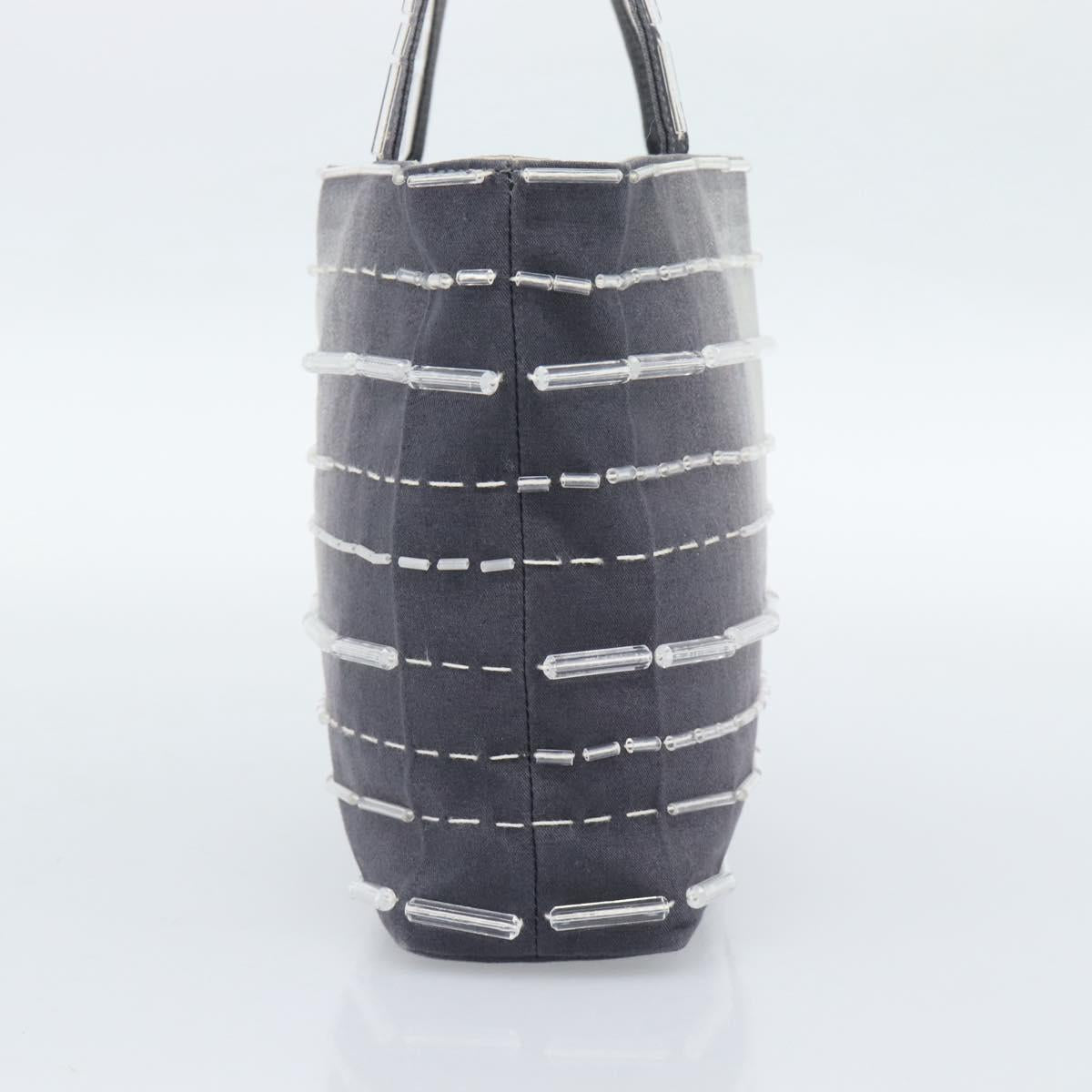 PRADA Hand Bag Canvas Gray Auth ar13973