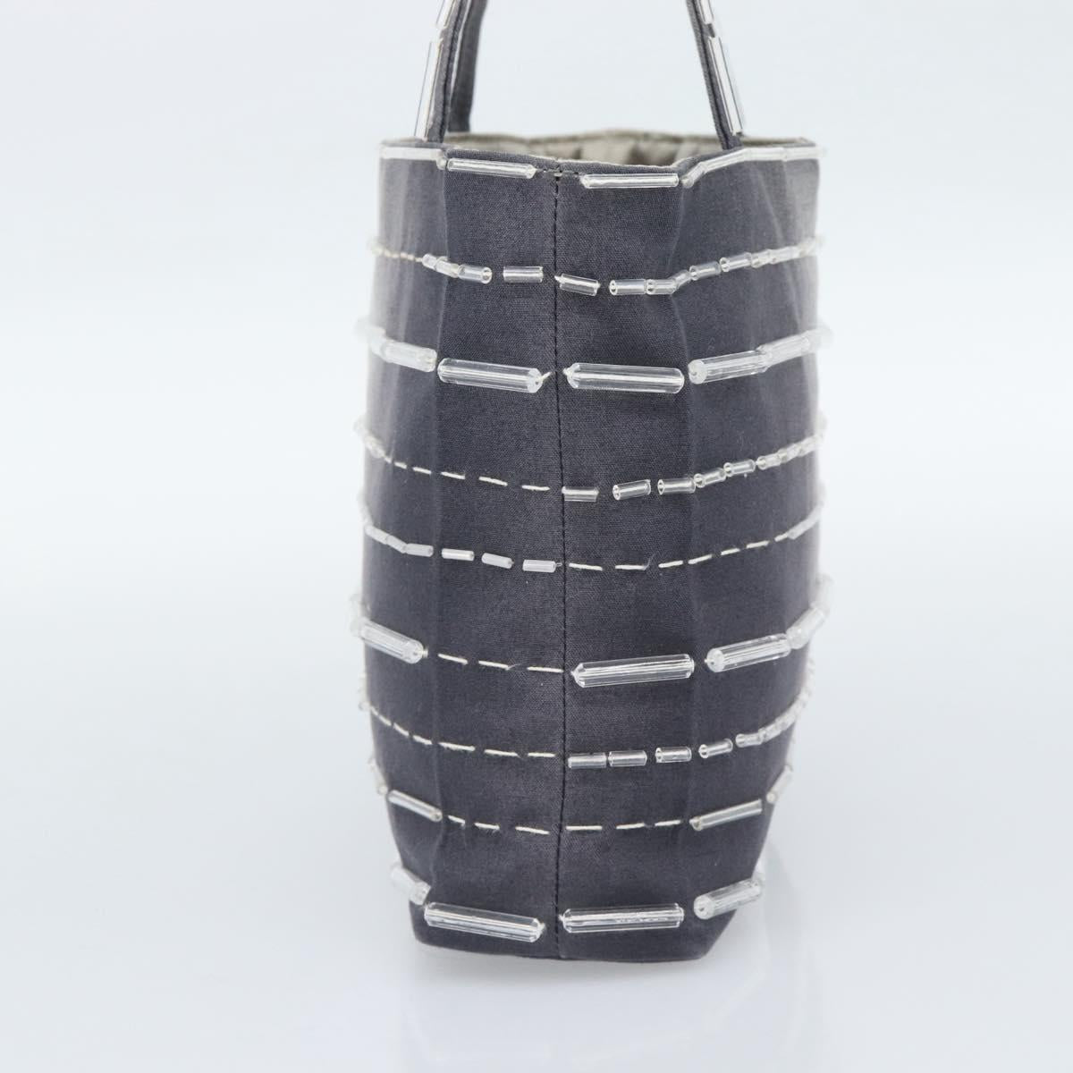 PRADA Hand Bag Canvas Gray Auth ar13973