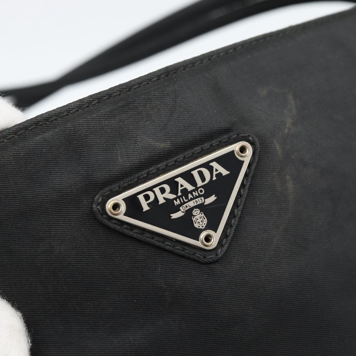 PRADA Hand Bag Nylon Black Silver Auth ar13974