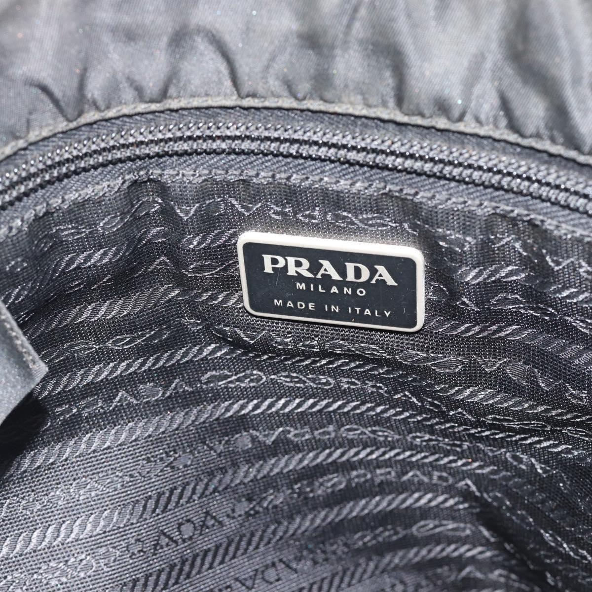 PRADA Hand Bag Nylon Black Silver Auth ar13974