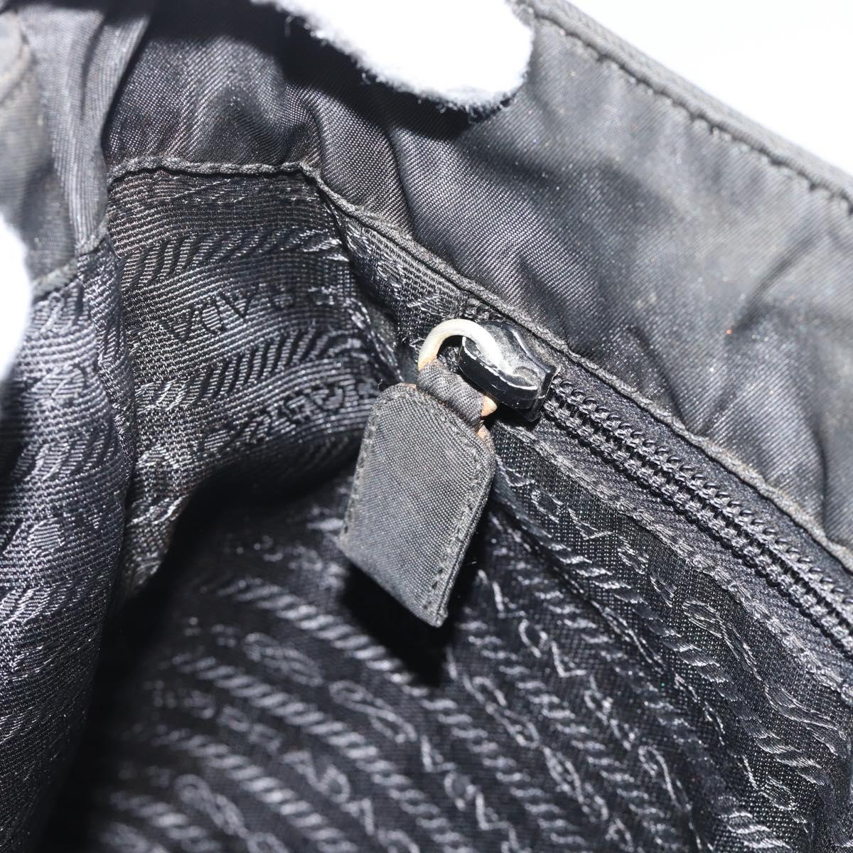 PRADA Hand Bag Nylon Black Silver Auth ar13974