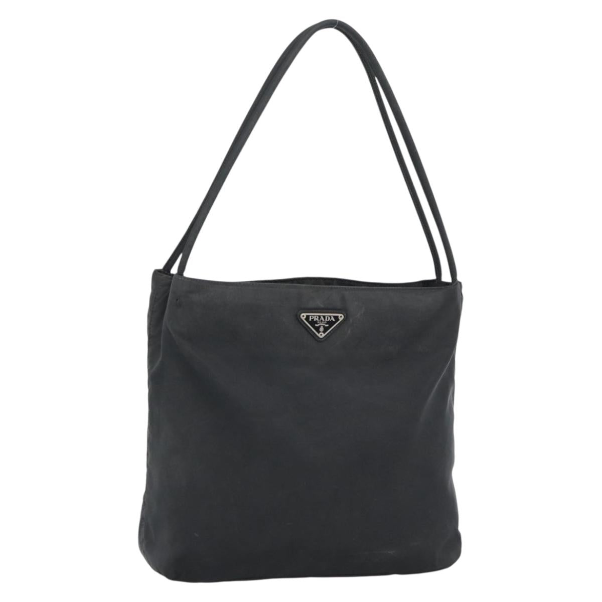 PRADA Hand Bag Nylon Black Silver Auth ar13974