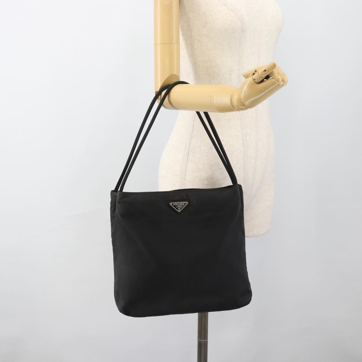 PRADA Hand Bag Nylon Black Silver Auth ar13974
