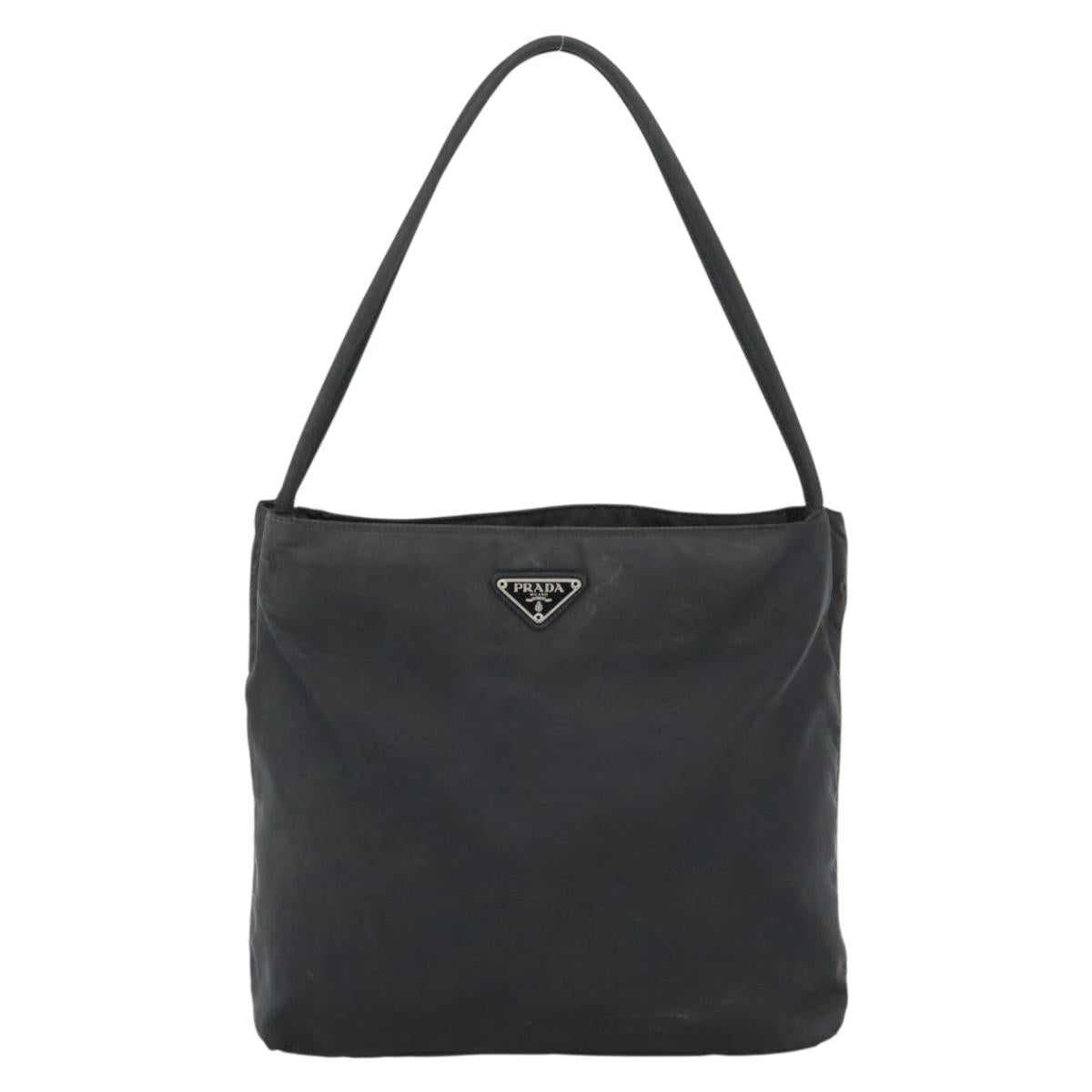 PRADA Hand Bag Nylon Black Silver Auth ar13974