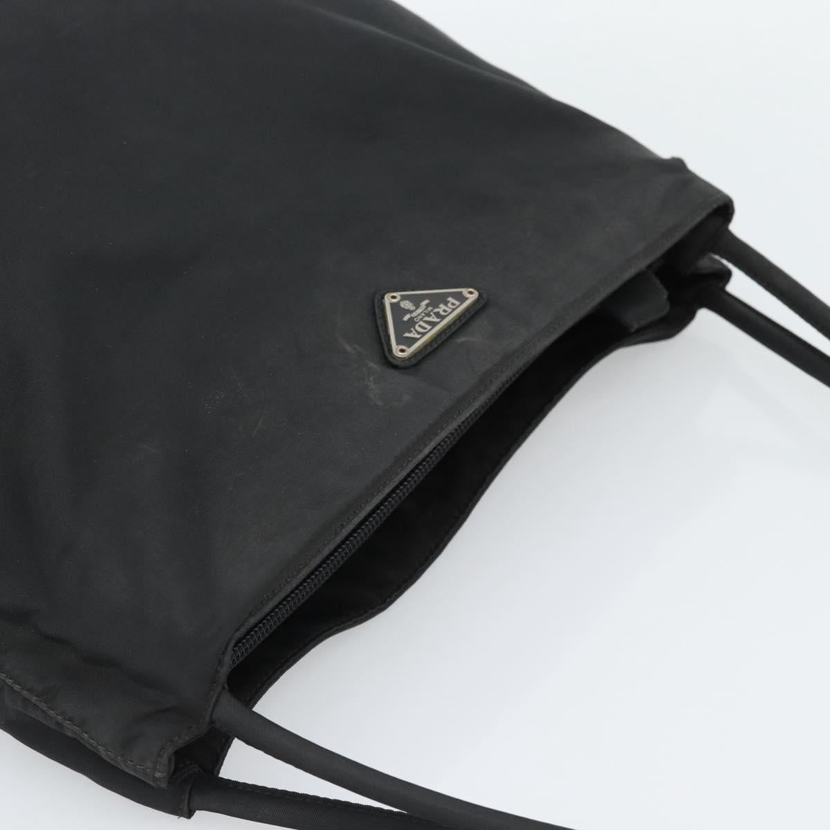 PRADA Hand Bag Nylon Black Silver Auth ar13974