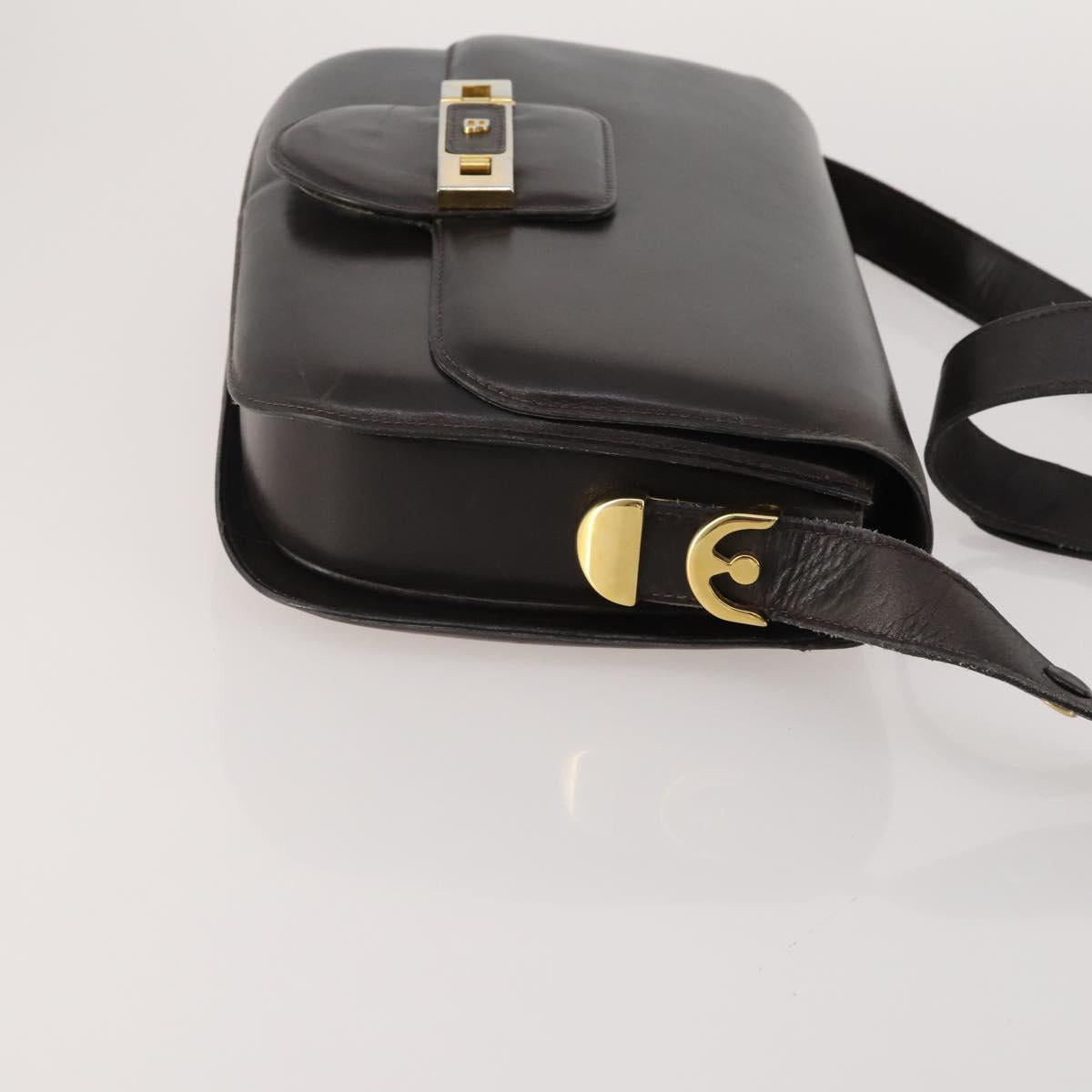 BALLY Chloe Shoulder Bag Suede Leather 2way 2 Set Dark Brown Beige Auth ar13975