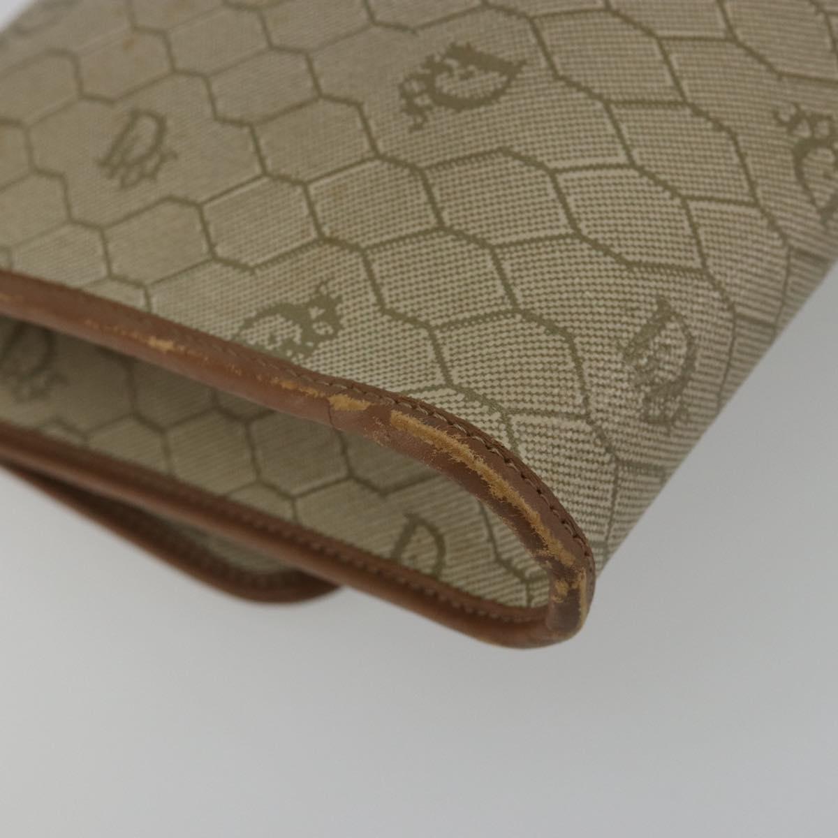 Christian Dior Honeycomb Canvas Shoulder Bag PVC Beige Gold Auth ar13978