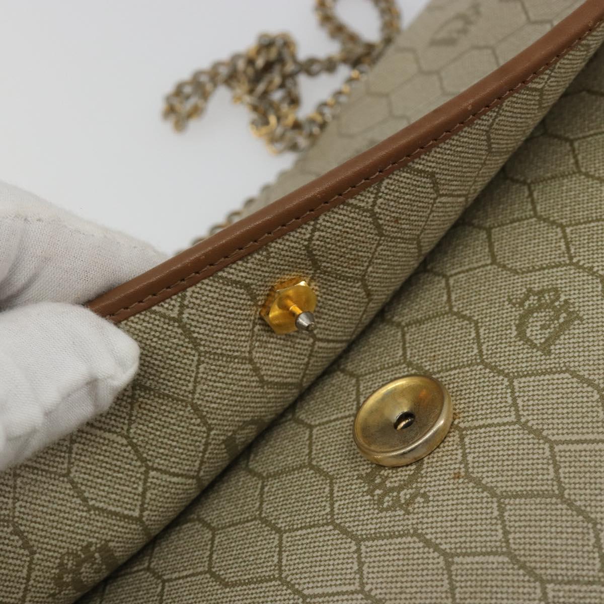 Christian Dior Honeycomb Canvas Shoulder Bag PVC Beige Gold Auth ar13978