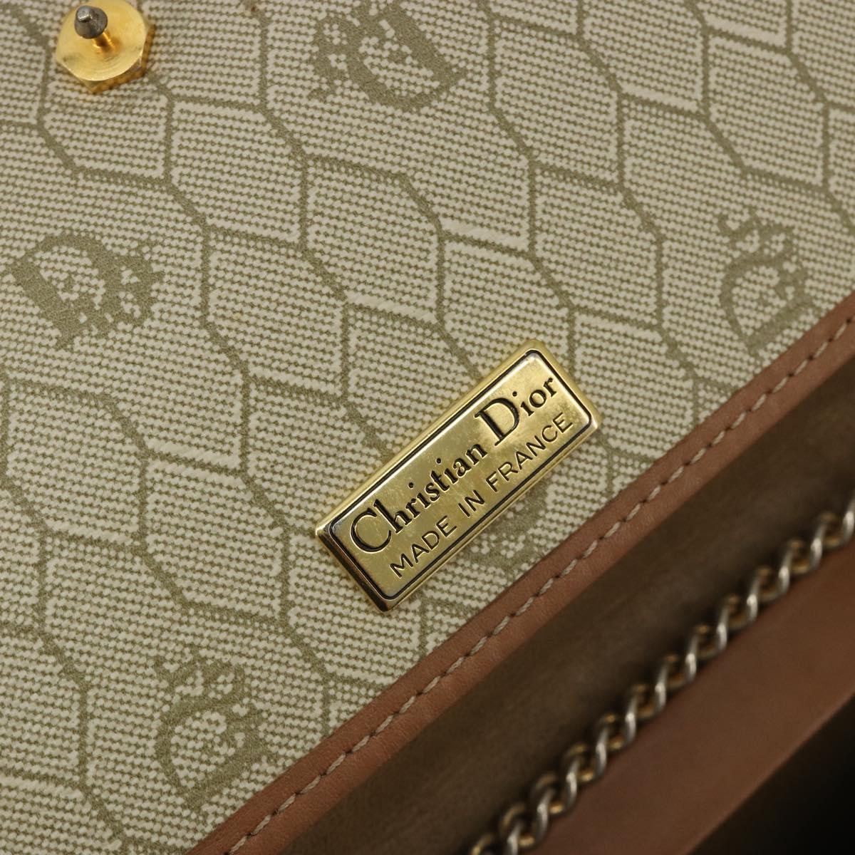Christian Dior Honeycomb Canvas Shoulder Bag PVC Beige Gold Auth ar13978