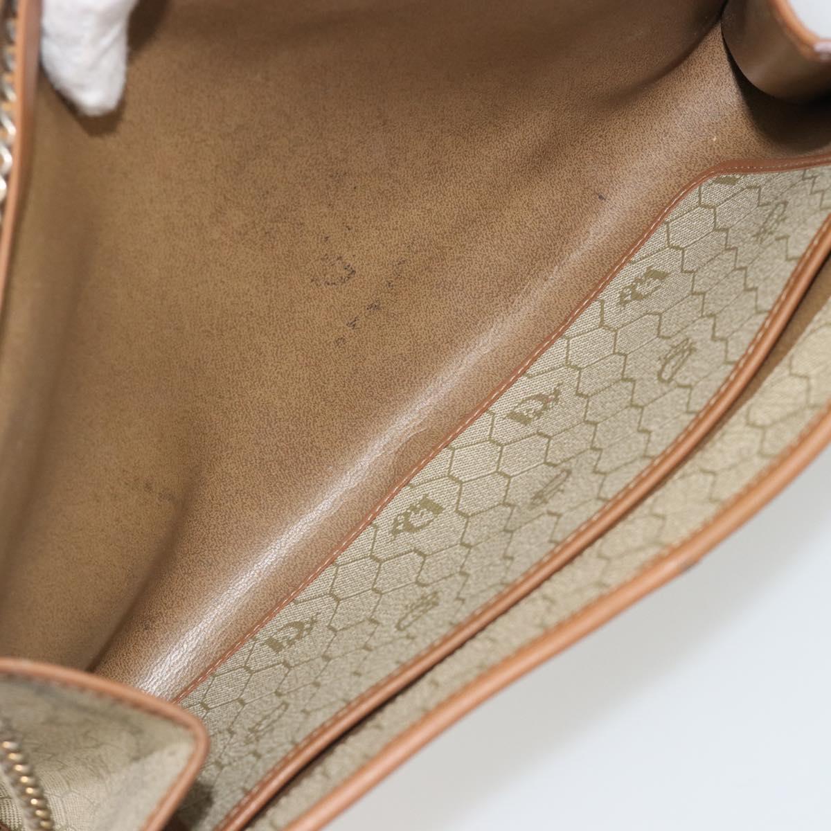 Christian Dior Honeycomb Canvas Shoulder Bag PVC Beige Gold Auth ar13978