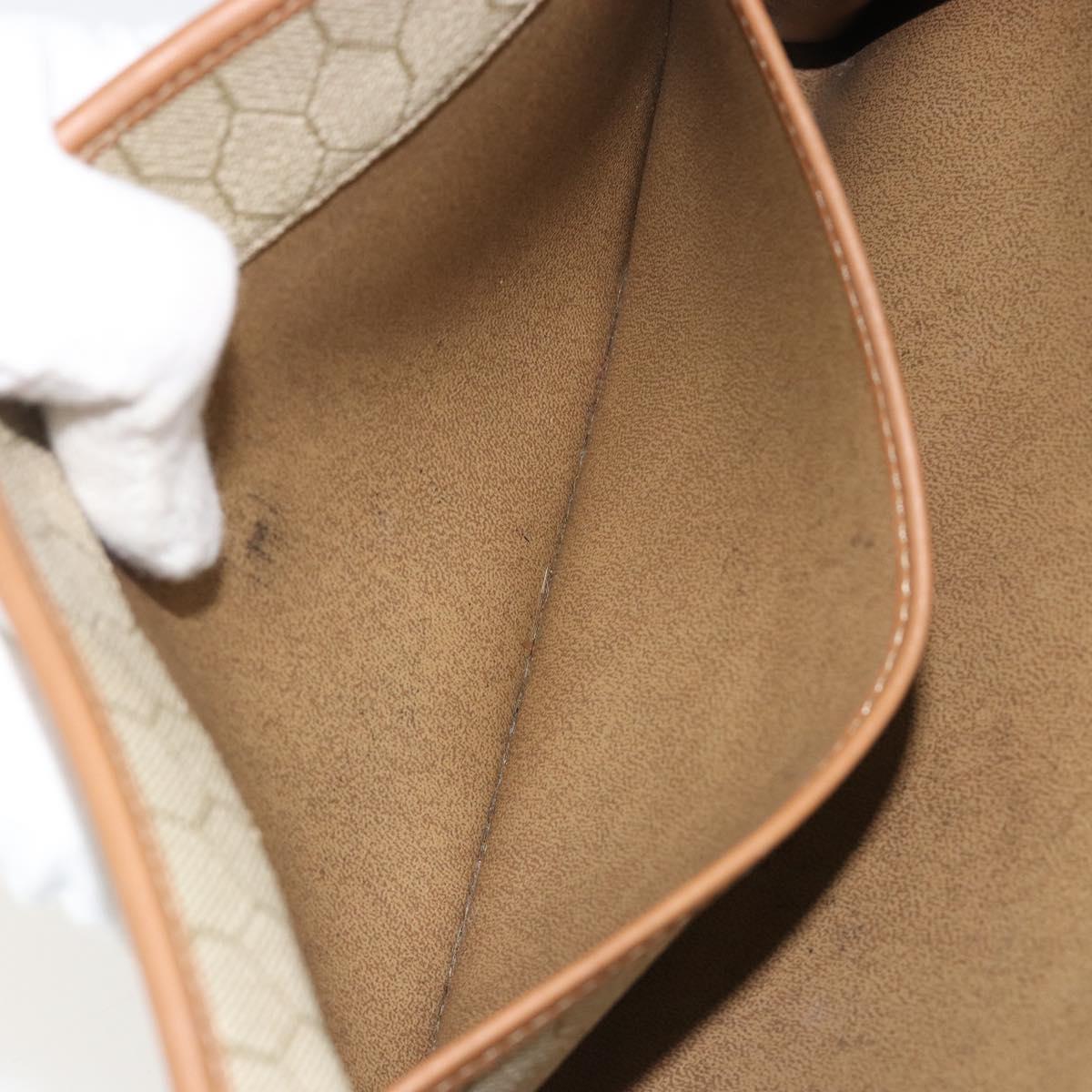 Christian Dior Honeycomb Canvas Shoulder Bag PVC Beige Gold Auth ar13978