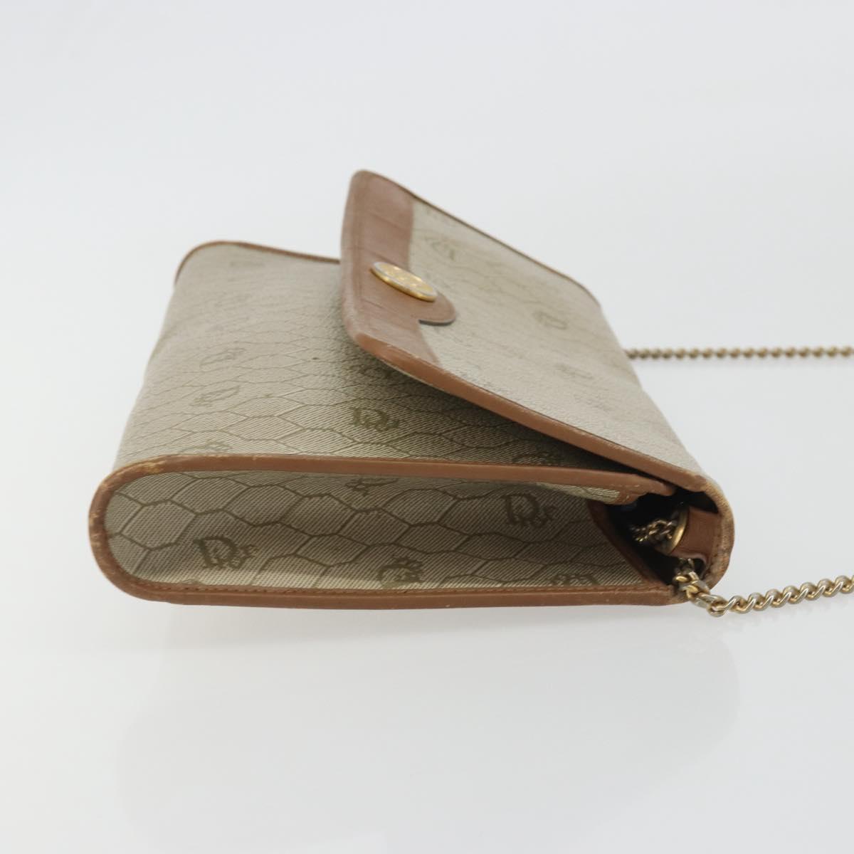 Christian Dior Honeycomb Canvas Shoulder Bag PVC Beige Gold Auth ar13978
