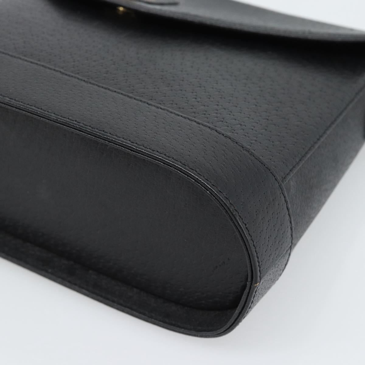 VALENTINO Shoulder Bag Leather Black Gold Auth ar13979