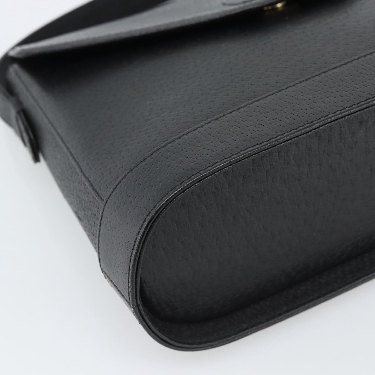 VALENTINO Shoulder Bag Leather Black Gold Auth ar13979