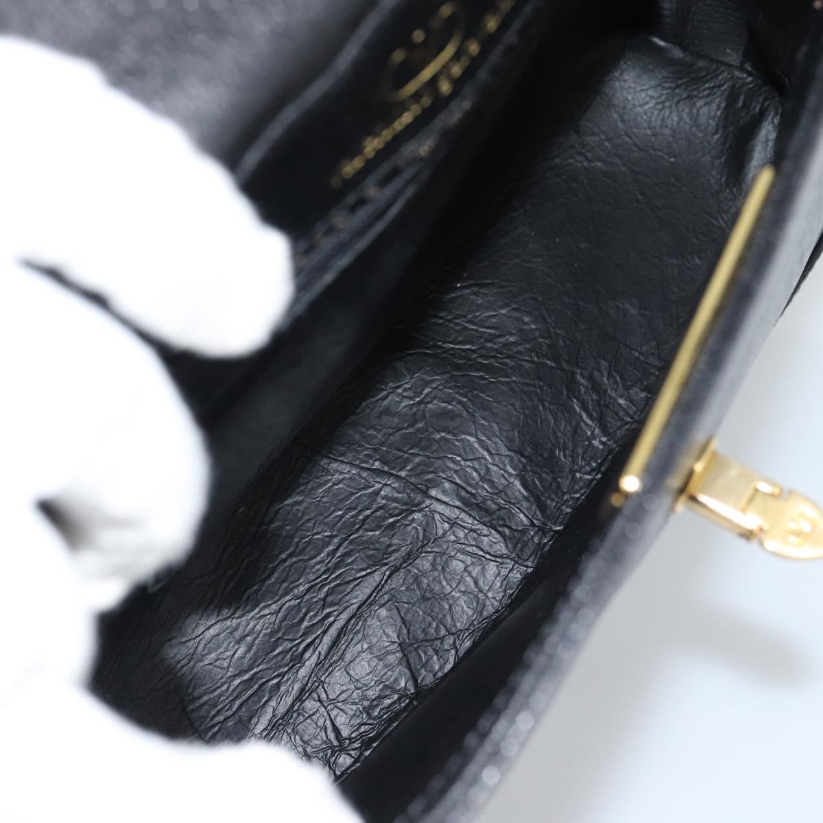 VALENTINO Shoulder Bag Leather Black Gold Auth ar13979