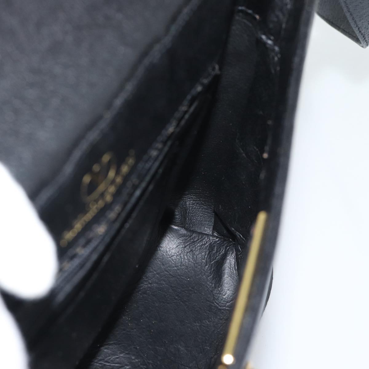 VALENTINO Shoulder Bag Leather Black Gold Auth ar13979
