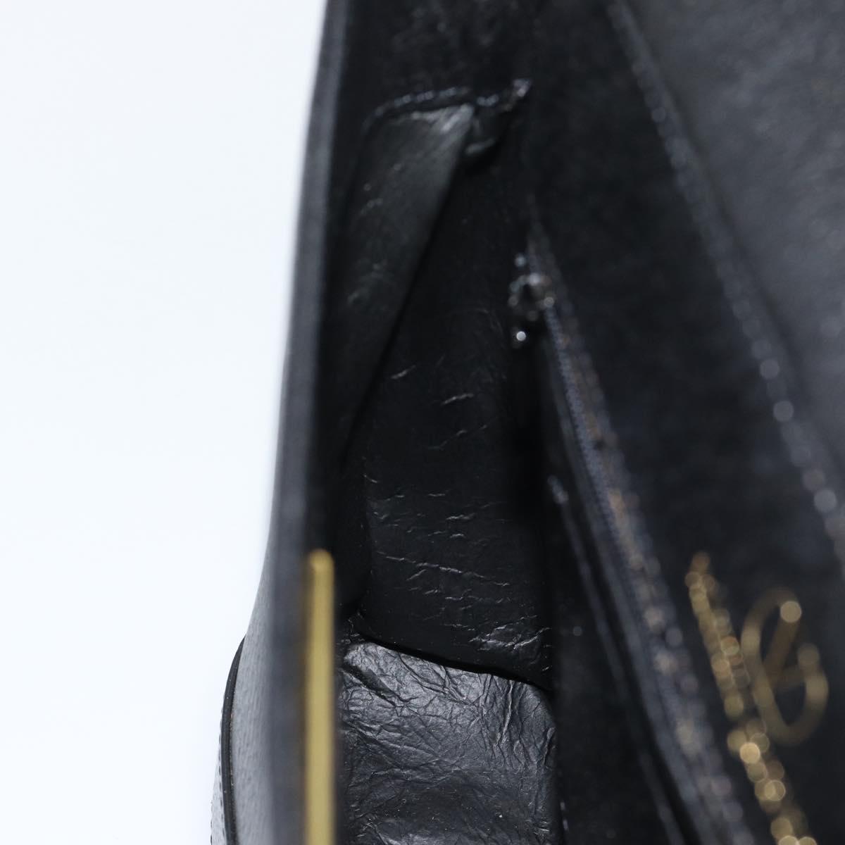 VALENTINO Shoulder Bag Leather Black Gold Auth ar13979