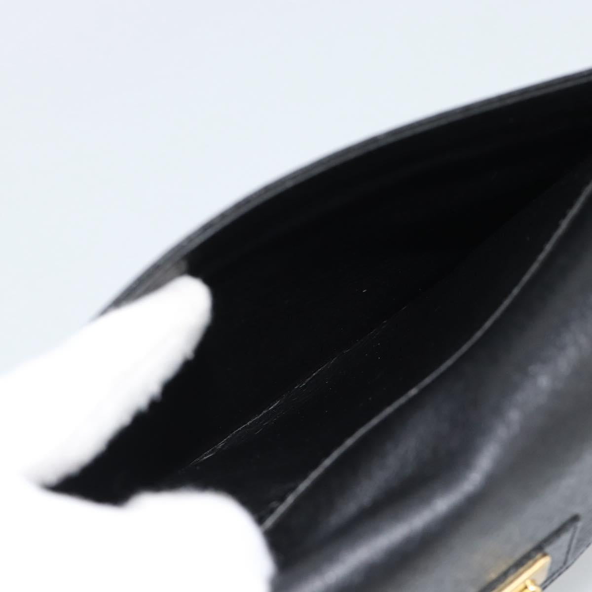 VALENTINO Shoulder Bag Leather Black Gold Auth ar13979