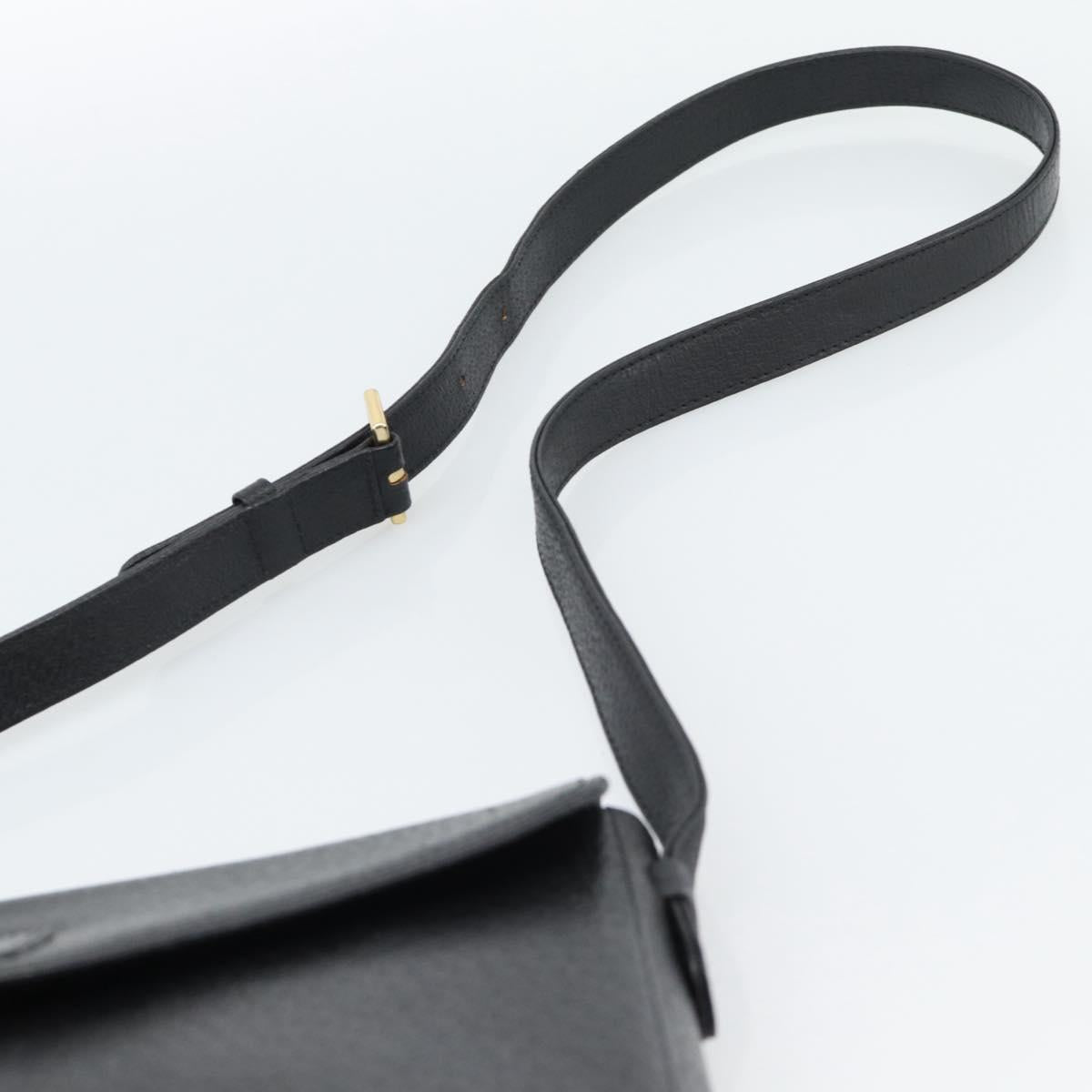 VALENTINO Shoulder Bag Leather Black Gold Auth ar13979