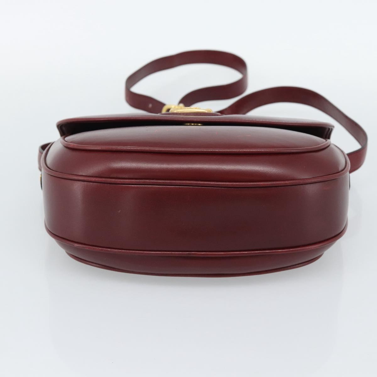 CELINE Shoulder Bag Leather Bordeaux Gold Auth ar13983