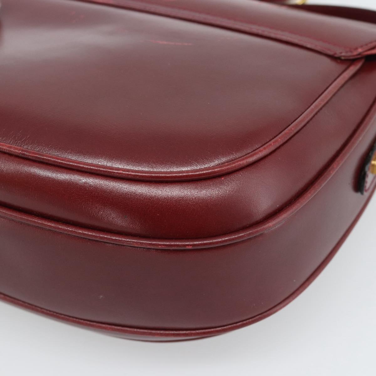 CELINE Shoulder Bag Leather Bordeaux Gold Auth ar13983
