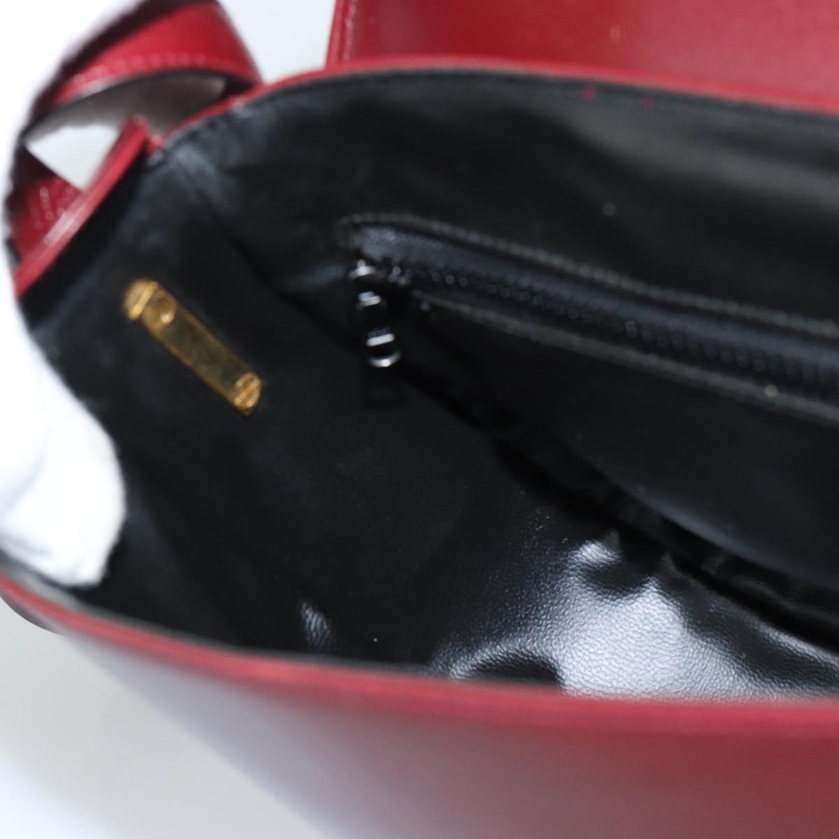 CELINE Shoulder Bag Leather Bordeaux Gold Auth ar13983
