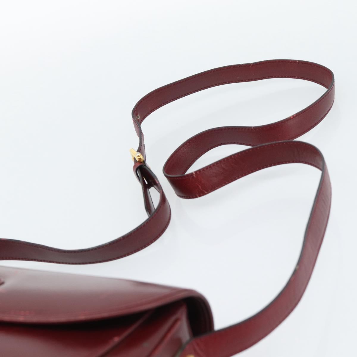 CELINE Shoulder Bag Leather Bordeaux Gold Auth ar13983